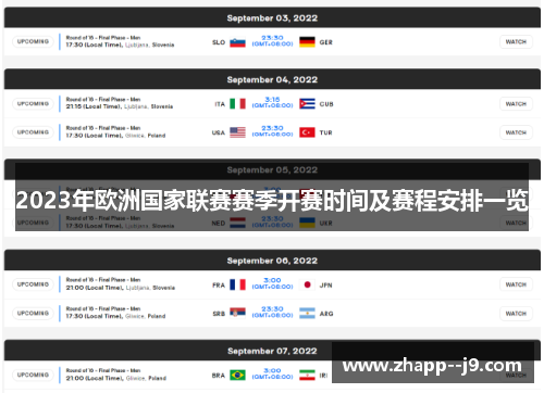 2023年欧洲国家联赛赛季开赛时间及赛程安排一览 2023年欧洲国家联赛赛季开赛时间及赛程安排一览